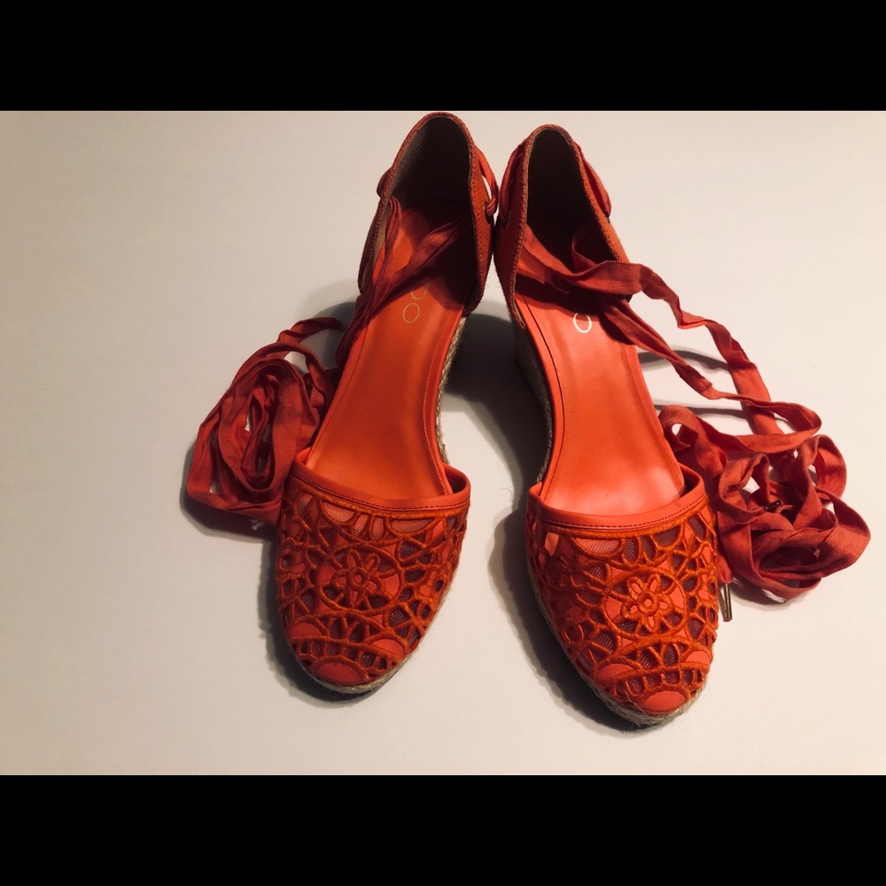 Crochet laser cut style espadrilles wedges